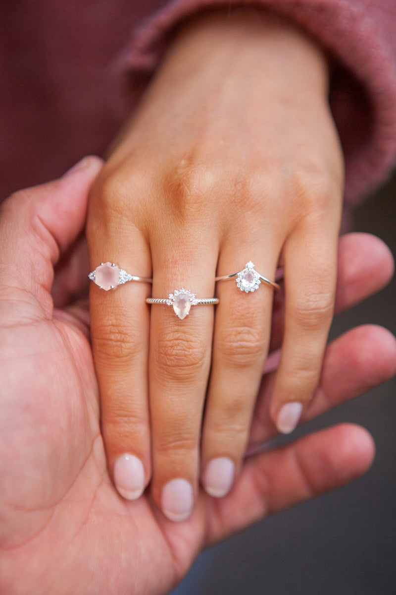 Rose Quartz Silver Abigail Ring