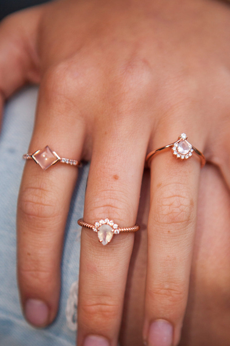 Rose Quartz Rose Gold Harriet Ring