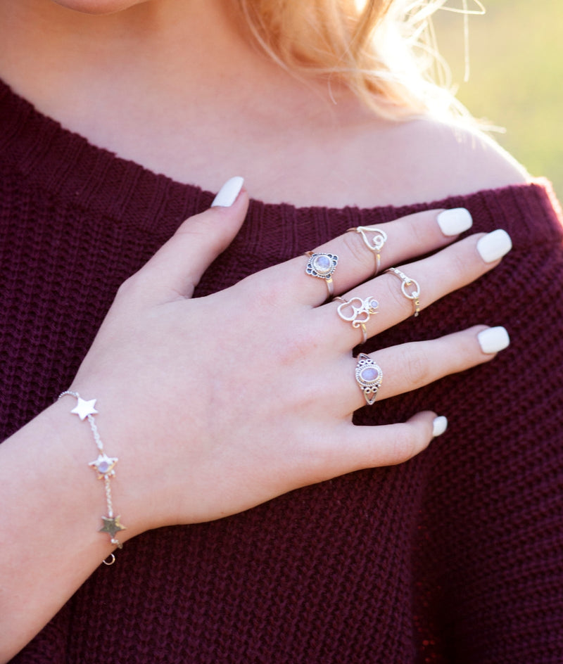 Moonstone Silver Flourish Ring