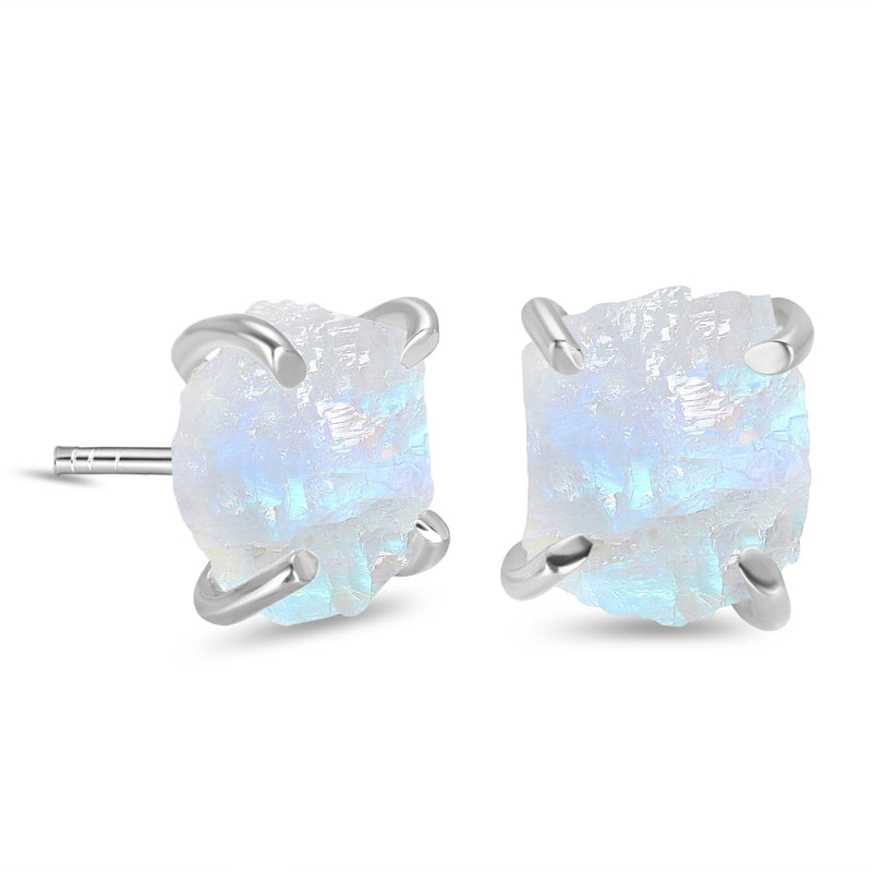 Moonstone Silver Ruvida Stud Earrings