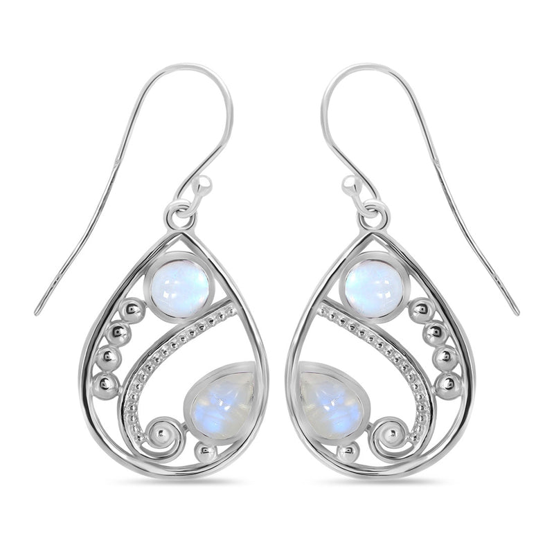 Moonstone Silver Titania Teardrop Earrings