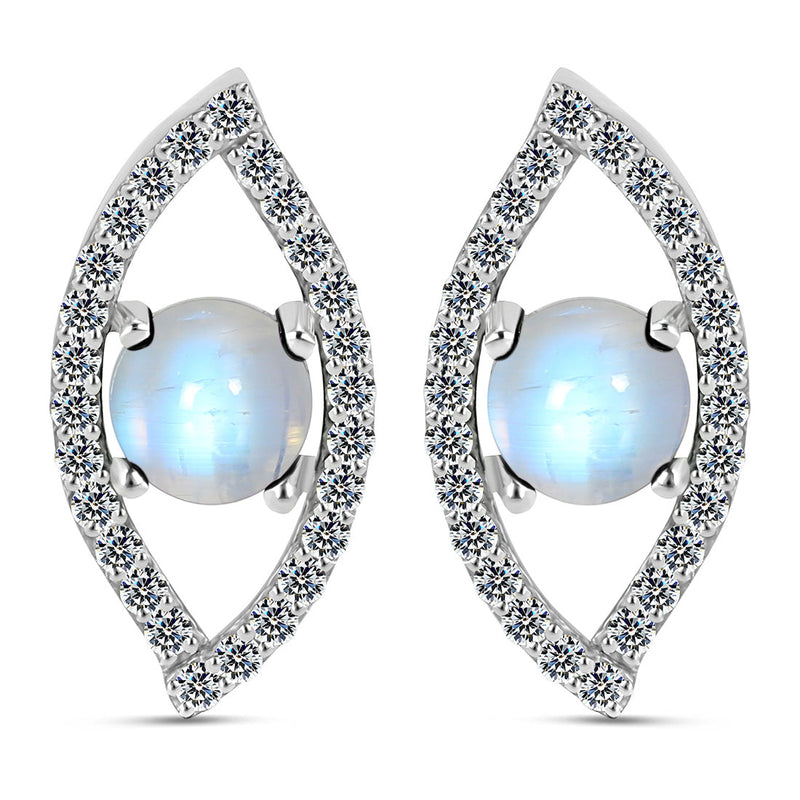 Moonstone Silver Curvy Cleo Stud Earrings