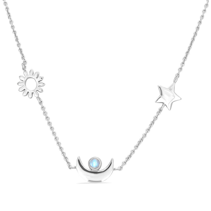 Moonstone Silver Cressida Crescent Necklace