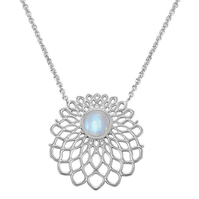 Moonstone Silver Floret Necklace