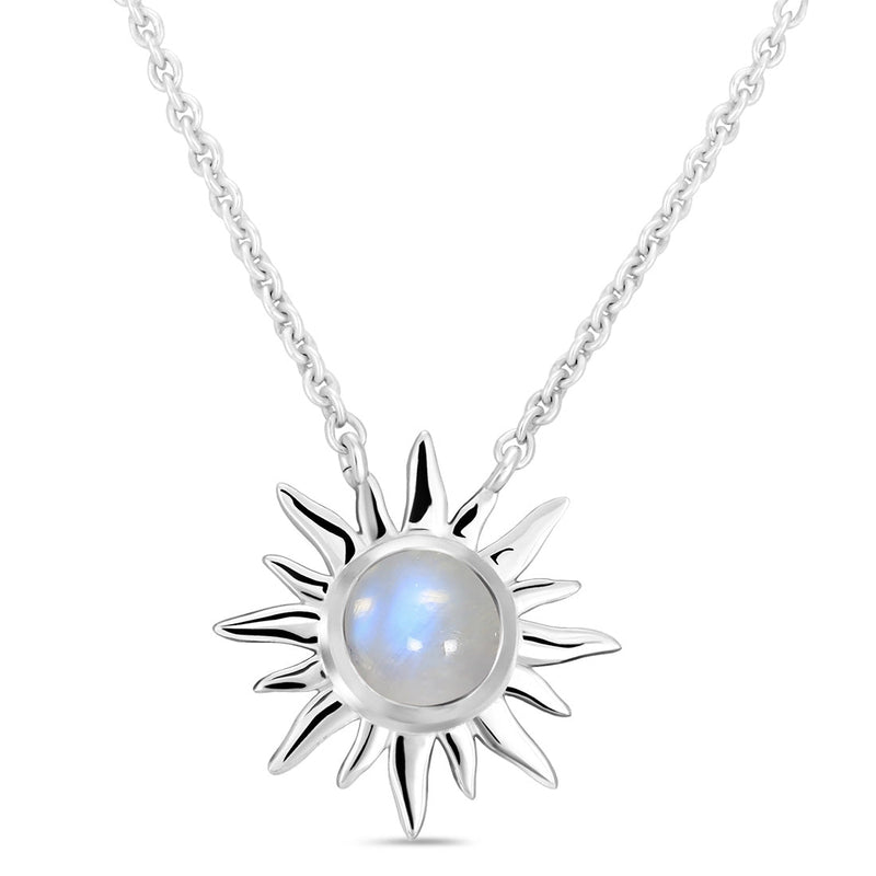 Moonstone Silver Sunburst Necklace