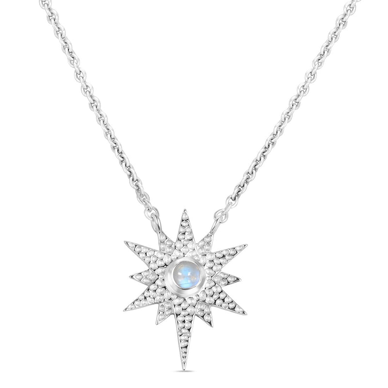 Moonstone Silver Starburst Necklace