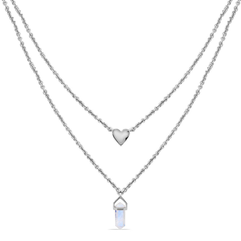 Moonstone Silver Pointed Love Necklace