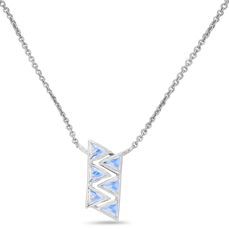 Moonstone Silver Triangular Trio Necklace
