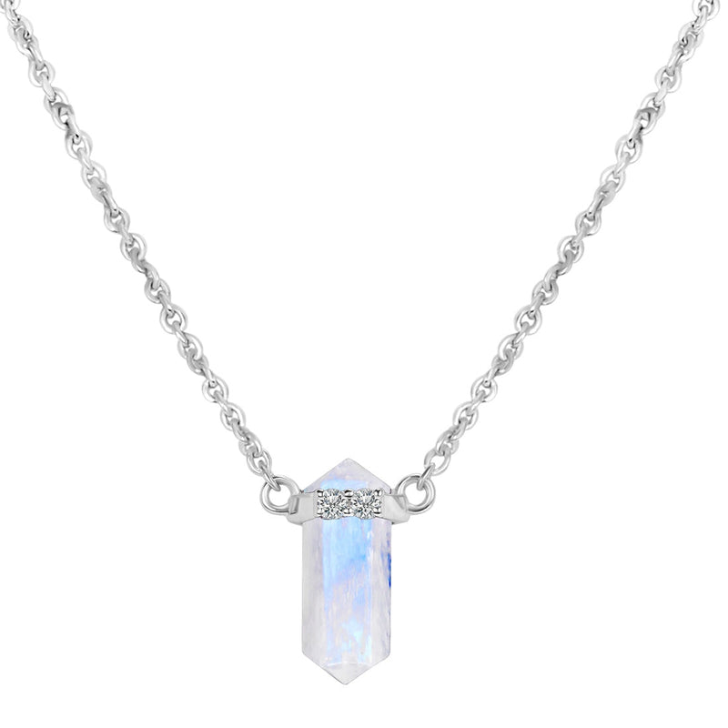 Moonstone Silver Delicately Pointed Necklace