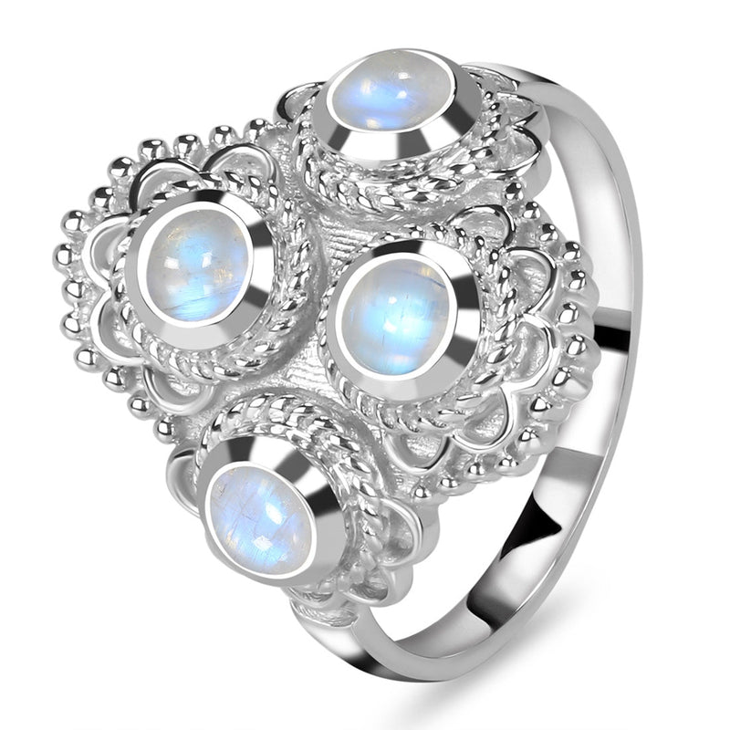 Moonstone Silver Tetra Ring