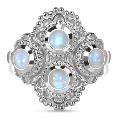 Moonstone Silver Tetra Ring