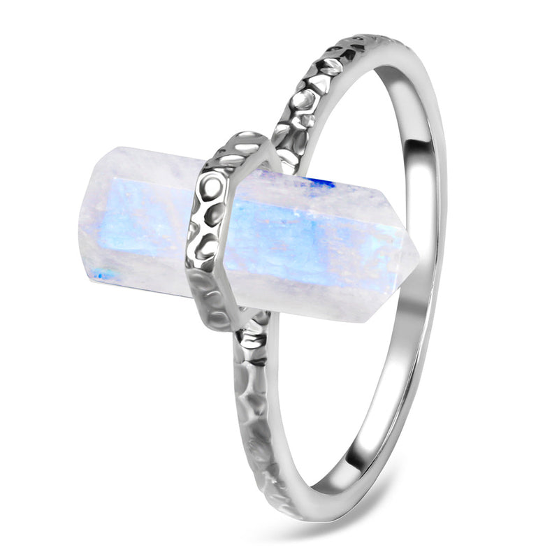 Moonstone Silver Pointed Love Ring