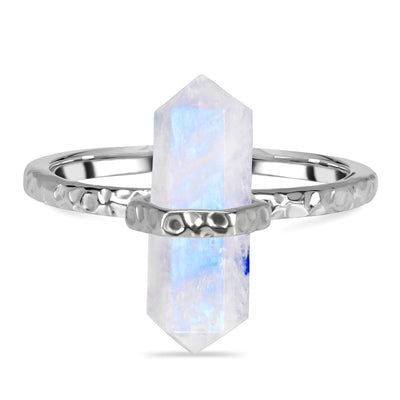 Moonstone Silver Pointed Love Ring
