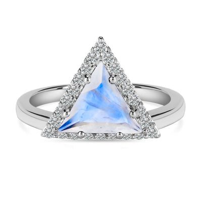 Moonstone Silver Delta Ring