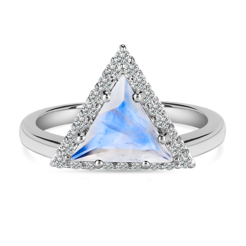 Moonstone Silver Delta Ring