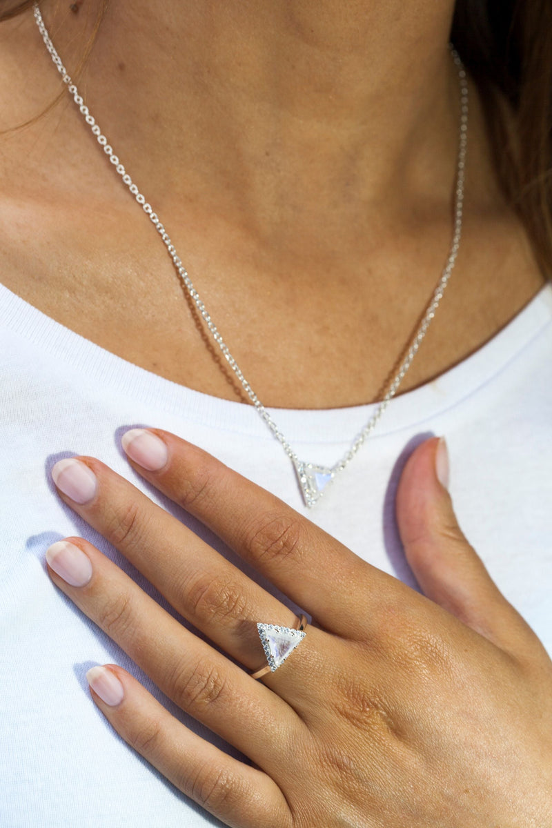 Moonstone Silver Delta Ring