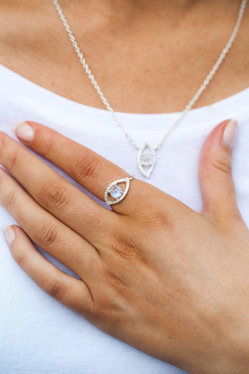 Moonstone Silver Curvy Cleo Ring