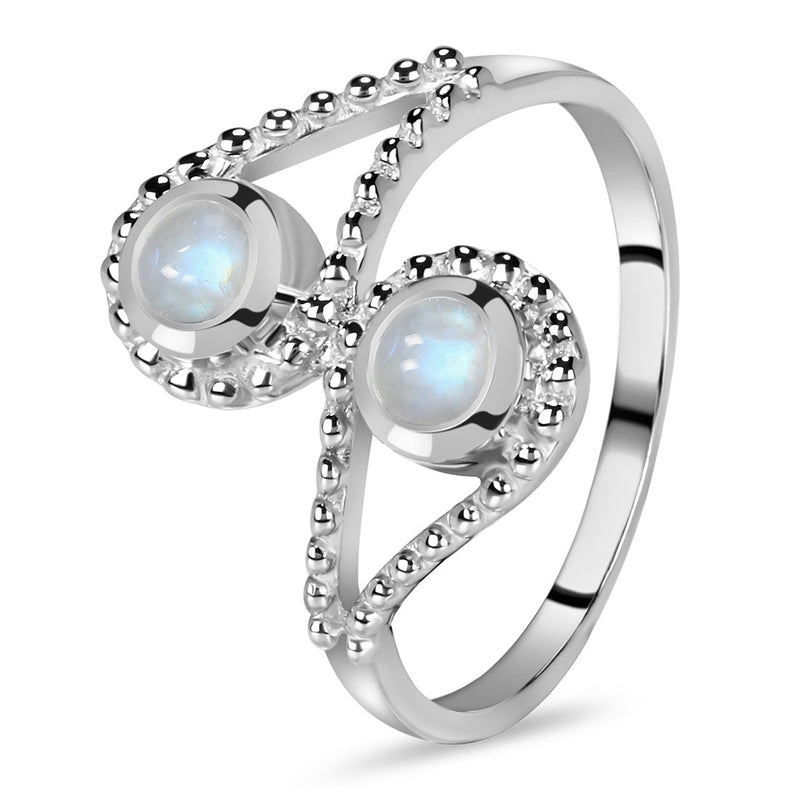 Moonstone Silver Double Diana Ring