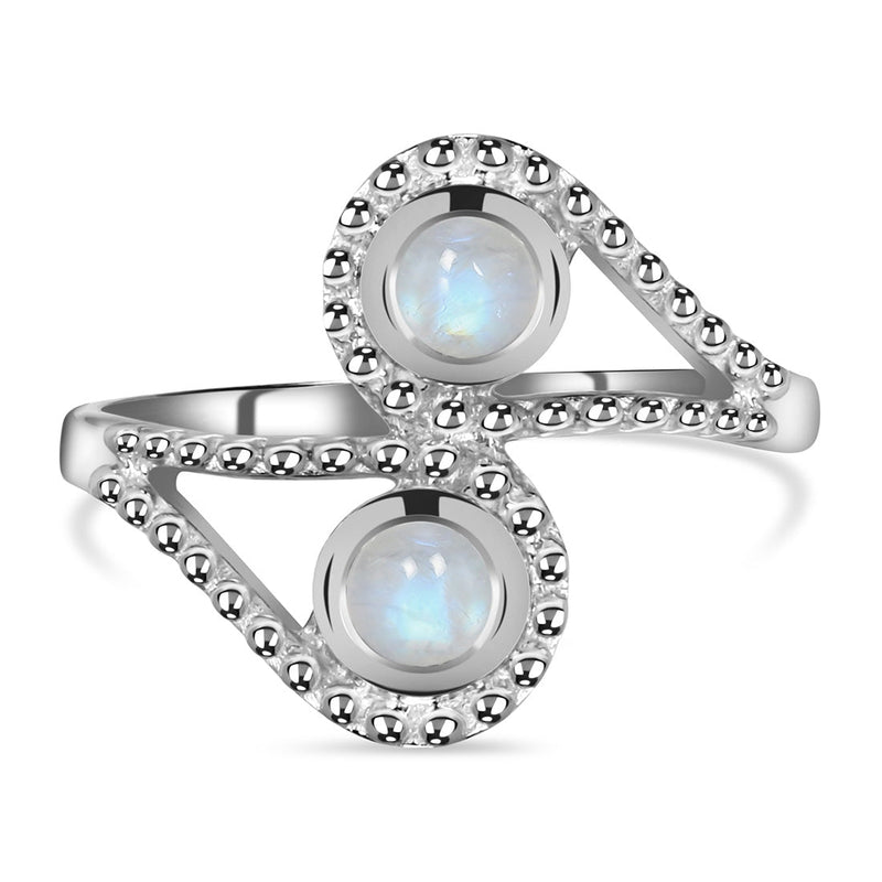Moonstone Silver Double Diana Ring