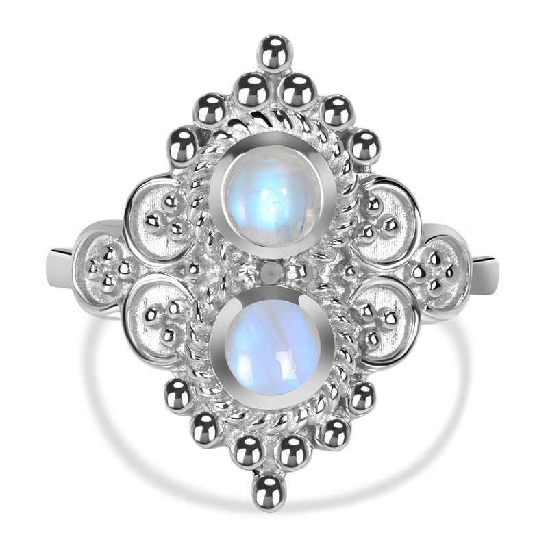 Moonstone Silver Double Delia Ring