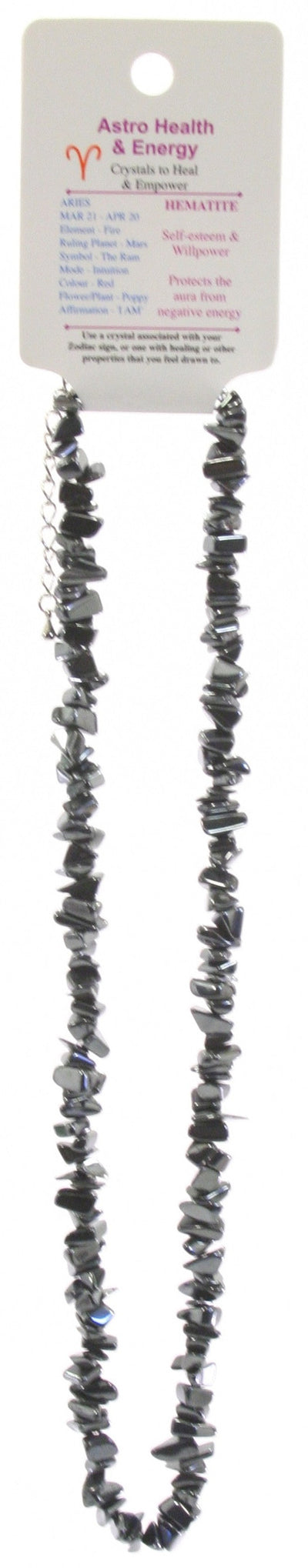Hematite Crystal Chip Horoscope Necklace - Star Sign Aries