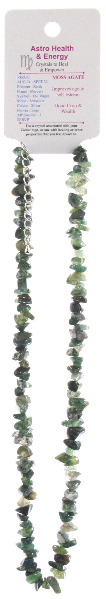 Moss Agate Crystal Chip Horoscope Necklace - Star Sign Virgo