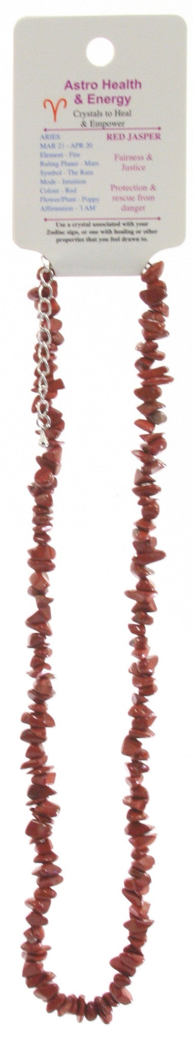 Red Jasper Crystal Chip Horoscope Necklace - Star Sign Aries