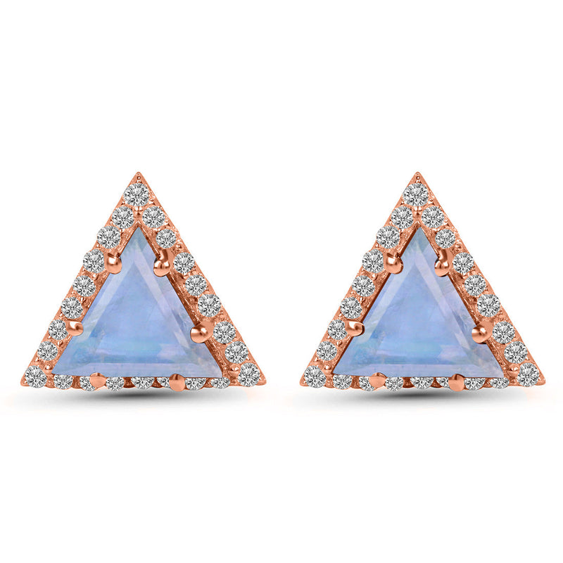 Moonstone Rose Gold Delta Stud Earrings