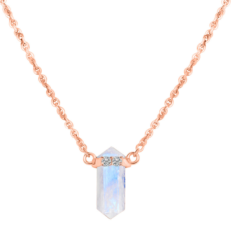 Moonstone Rose Gold Delicately Pointed Necklace