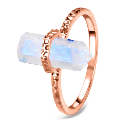 Moonstone Rose Gold Pointed Love Ring