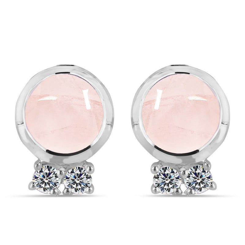 Rose Quartz Silver Calixta Stud Earrings