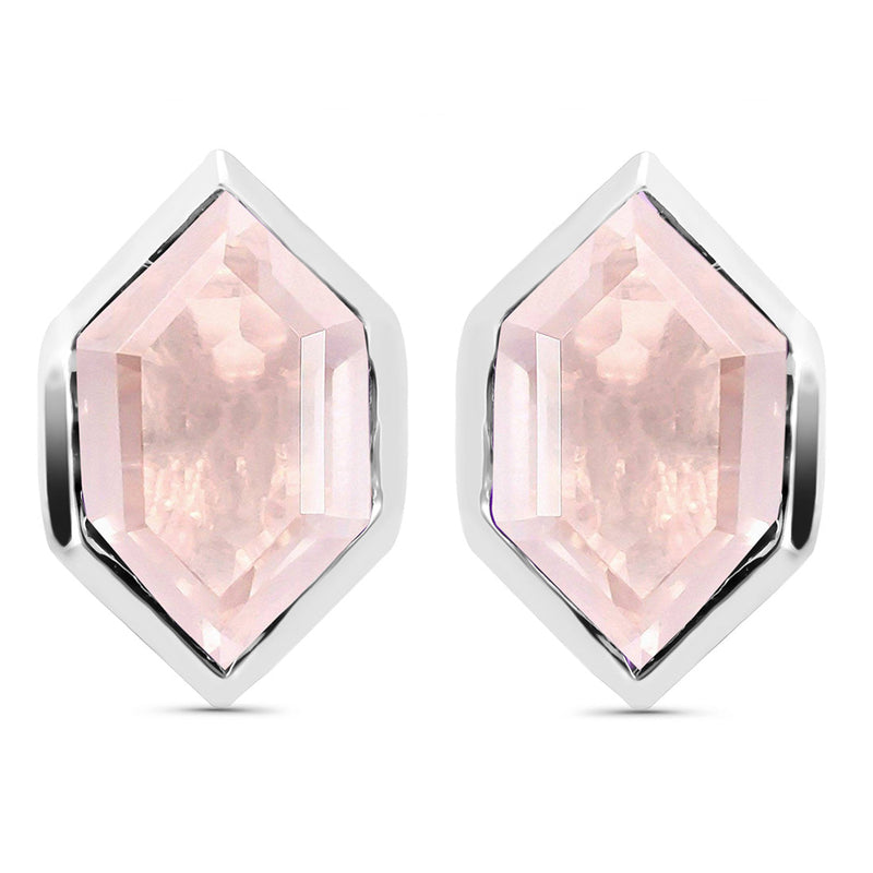 Rose Quartz Silver Estoile Studs