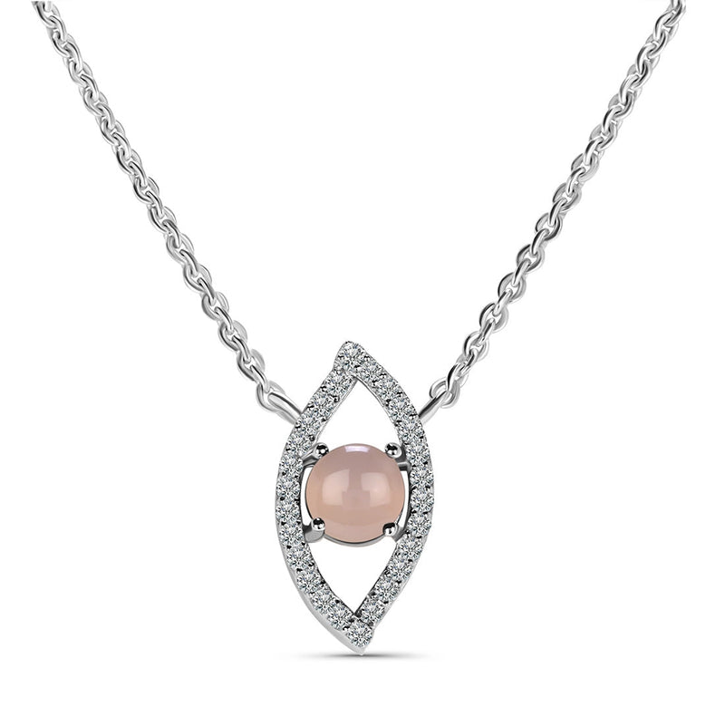 Rose Quartz Silver Curvy Cleo Necklace