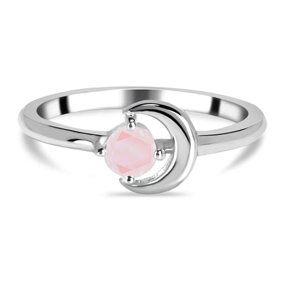 Rose Quartz Silver Blue Moon Ring