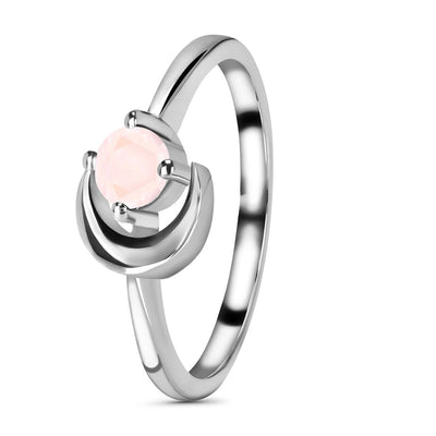 Rose Quartz Silver Blue Moon Ring