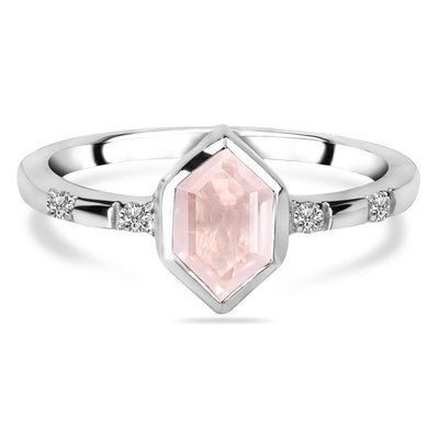 Rose Quartz Silver Estoile Ring