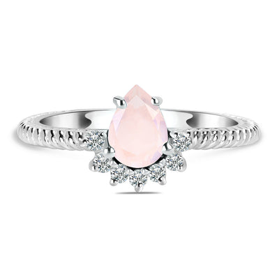 Rose Quartz Silver Abigail Ring