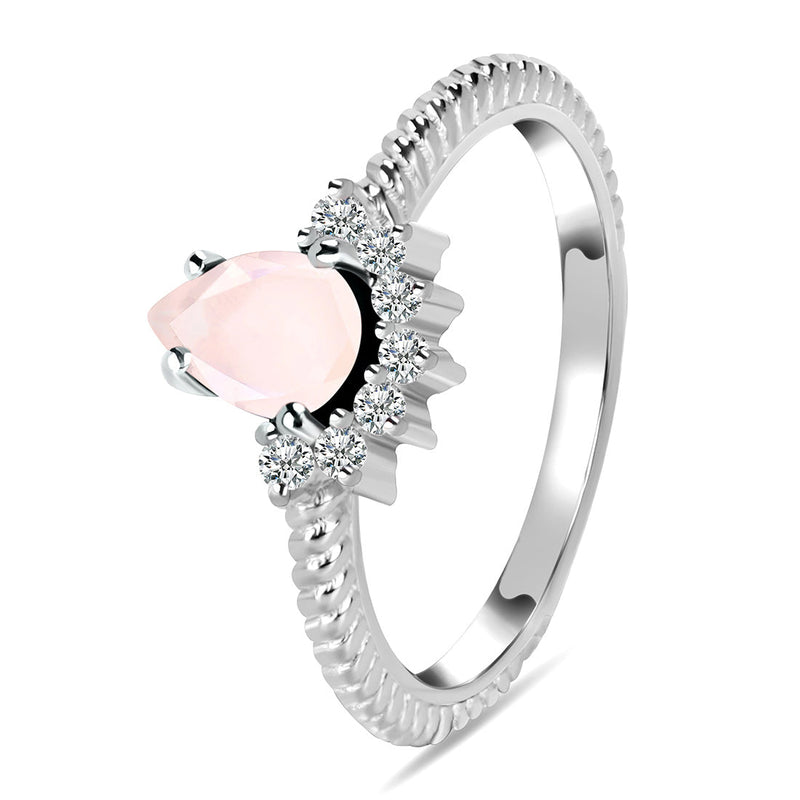 Rose Quartz Silver Abigail Ring