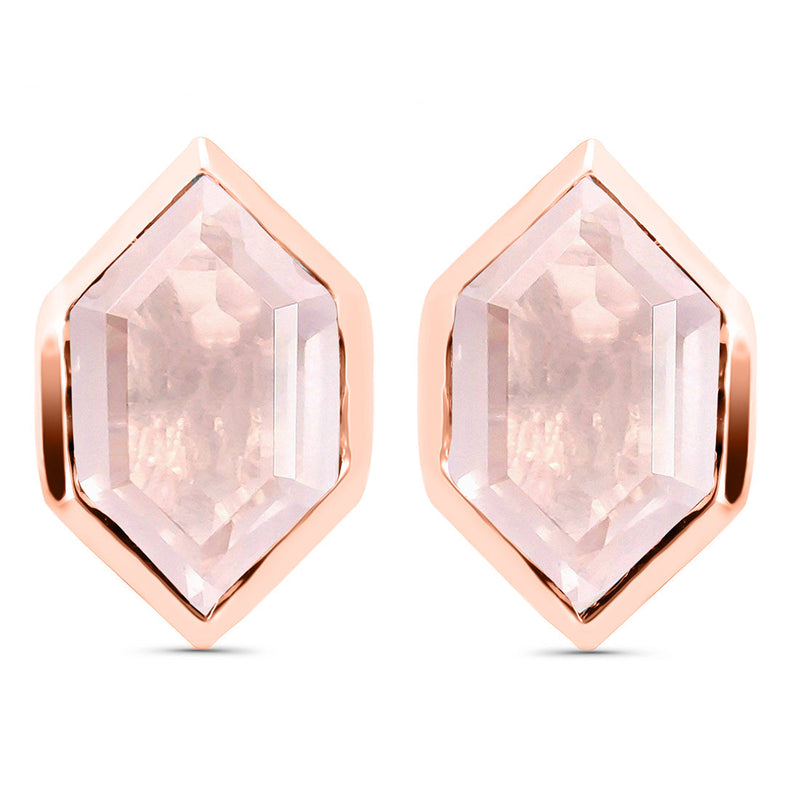 Rose Quartz Rose Gold Estoile Stud Earrings