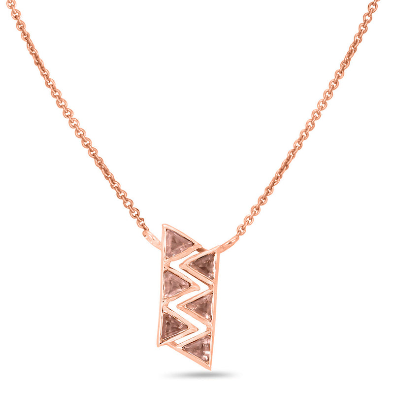 Rose Quartz Rose Gold Triangular Trio Necklace