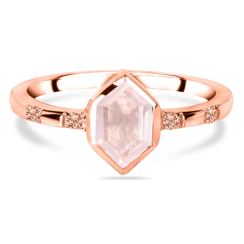 Rose Quartz Rose Gold Estoile Ring