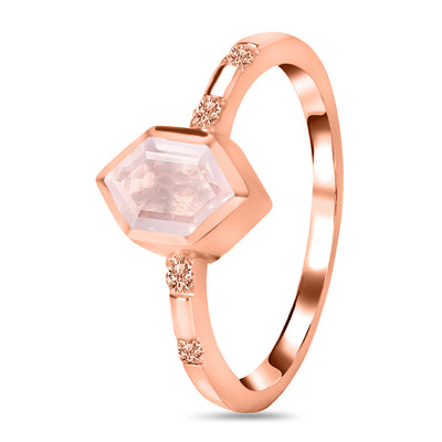 Rose Quartz Rose Gold Estoile Ring