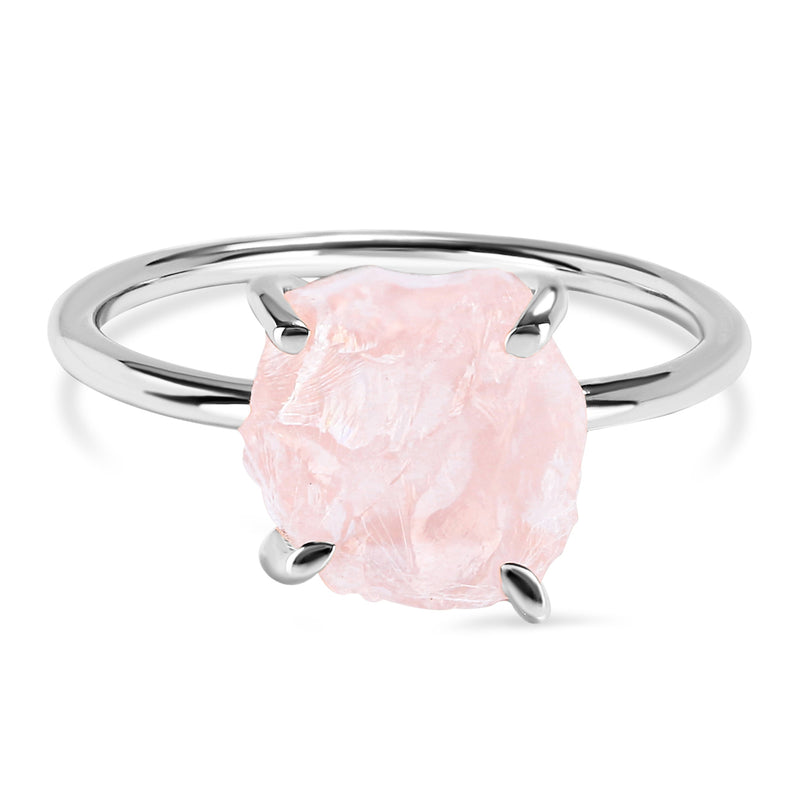 Rose Quartz Silver Ruvida Ring