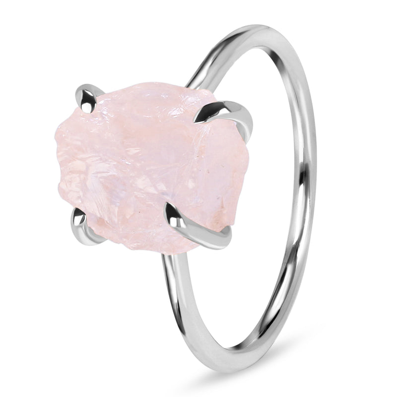 Rose Quartz Silver Ruvida Ring