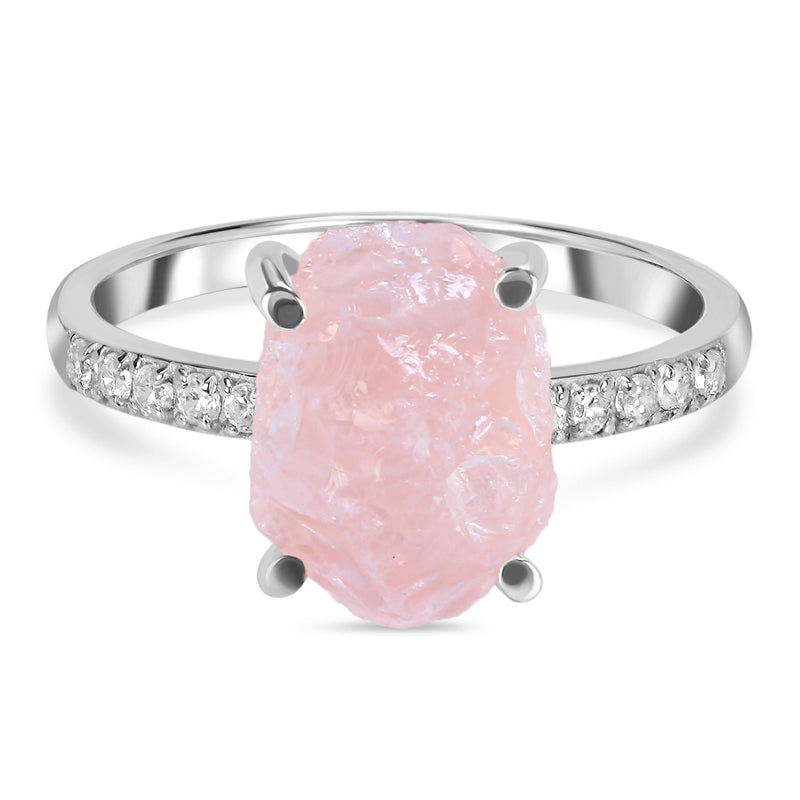 Rose Quartz Silver Aspera Ring