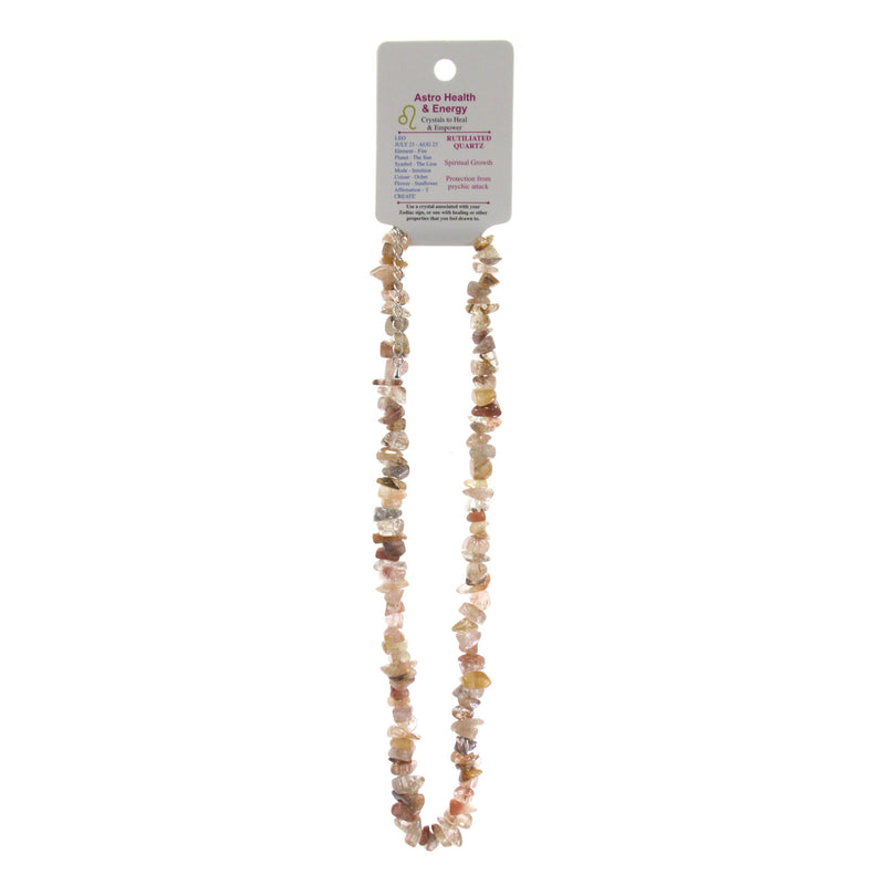 Rutilated Quartz Crystal Chip Horoscope Necklace - Star Sign Leo