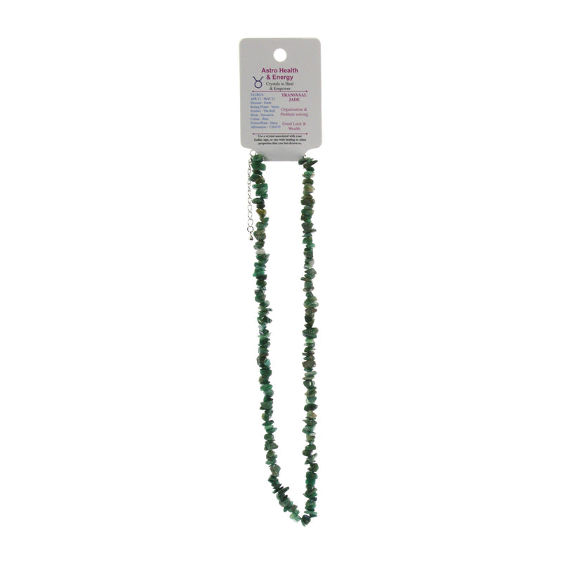 Transvaal Jade Crystal Chip Horoscope Necklace - Star Sign Taurus