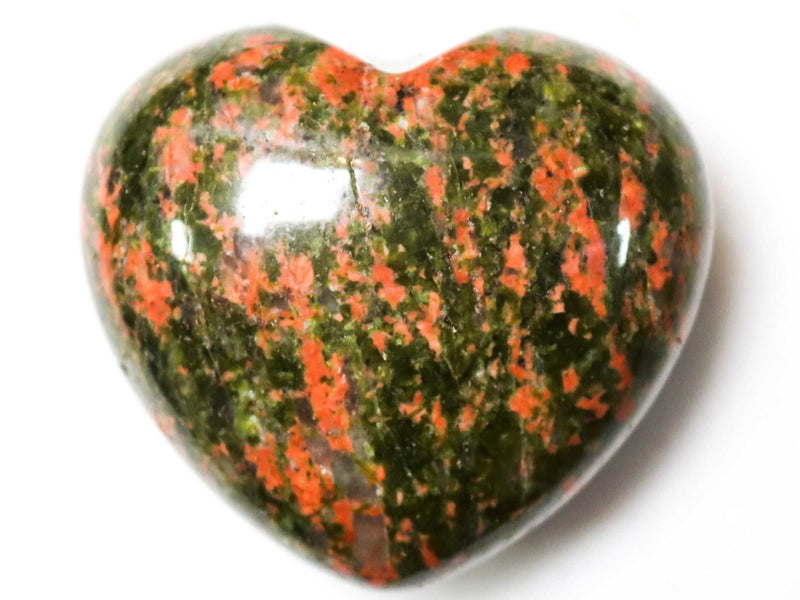 Unakite Crystal Heart Cut and Polished Mineral