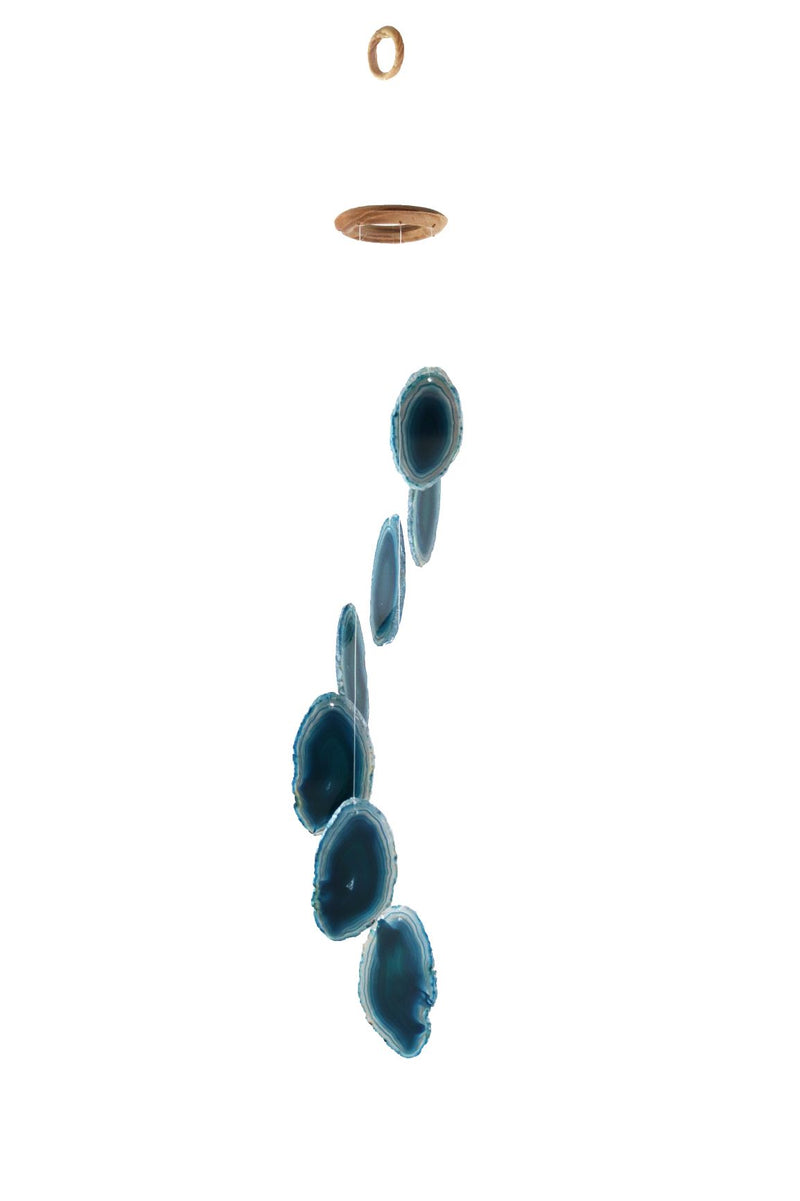 Agate Crystal Slices Wind Chime with Wooden Ring